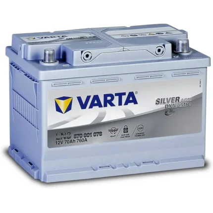 فارتا بطارية ألماني سيلفر دايناميك قطب يمين AGM (70AH) لسيارات Start-Stop واطي سعة 12V