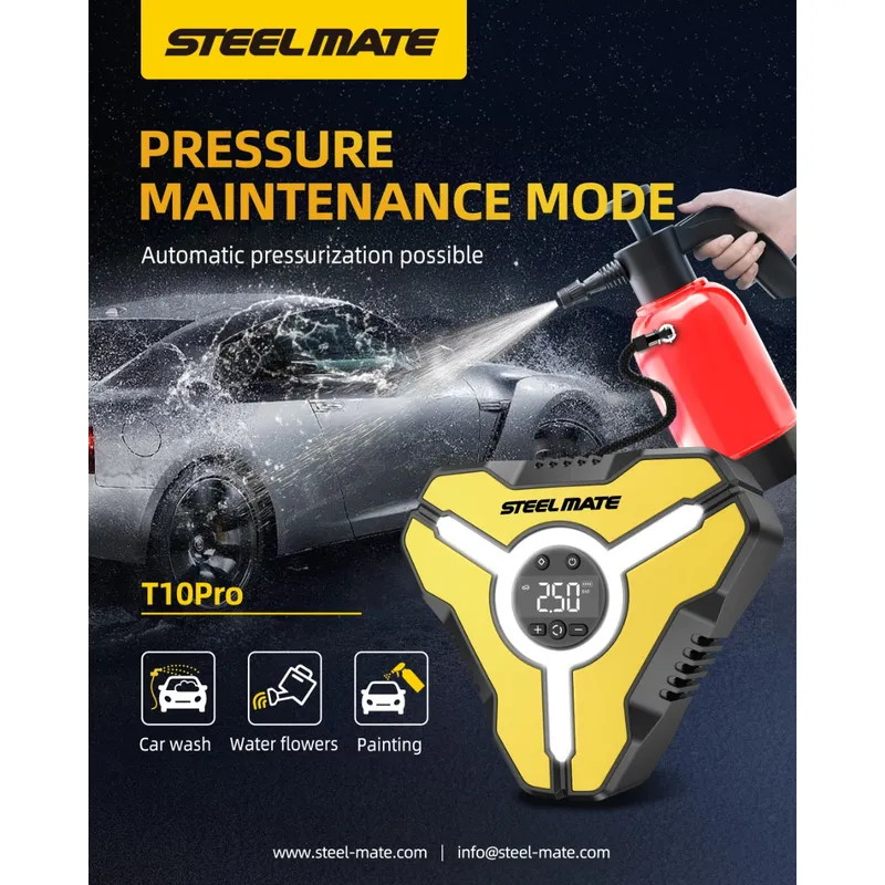 ⁦Steelmate T10 Pro منفاخ هواء لاسلكي ديجيتال 6 بار - أصفر⁩ - الصورة ⁦2⁩