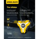 ⁦Steelmate T10 Pro منفاخ هواء لاسلكي ديجيتال 6 بار - أصفر⁩ - الصورة ⁦6⁩