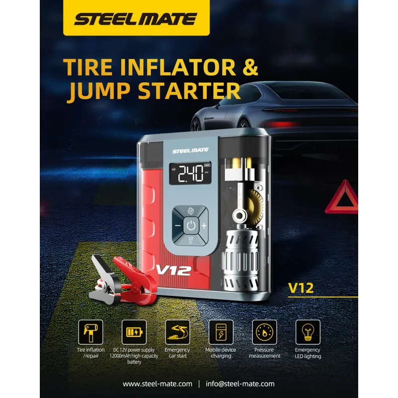 ⁦Steelmate V12 كمبروسر وشاحن بطارية سيارة 12000mAh⁩ - الصورة ⁦9⁩