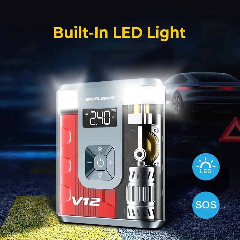 ⁦Steelmate V12 كمبروسر وشاحن بطارية سيارة 12000mAh⁩ - الصورة ⁦6⁩